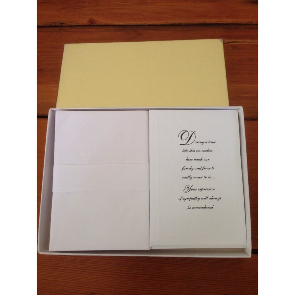 Box of 25 Sympathy Reply Blank Inside White Cards w/ Envelopes Family Friends